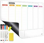 Mag-Fancy Magnetic Calendar for Refrigerator Horizontal Weekly Dry Erase Fridge Calendar Whiteboard Meal Planner Menu Board -with Magnet Upgraded Fine Tip Marker & Holes for Wall Hanging