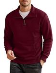 COOFANDY Men's 1/4 Zip Pullover Long Sleeve Lightweight Collar Pullover Sweatshirts for Spring Autumn Winter Wine Red Medium