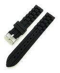 16mm 18mm 20mm Rubber Silicone Watch Band (16mm, Black)