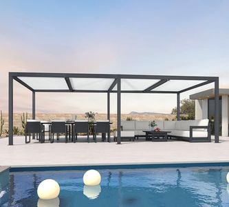 PURPLE LEAF Louvered Pergola 12' x 24' Outdoor Aluminum Pergola with Hidden Drainage System and White Adjustable Sun Shade Roof Patio Hardtop Oversized Pergolas for Poolside Outdoor Kitchen Banquet