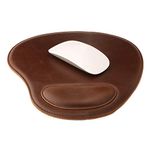 LONDO Leather Oval Mouse Pad with Wrist Rest (Dark Brown)