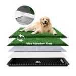HQ4US 4LEGS Dog Grass Pad with Tray Extra Large 114×85cm, Dog Litter Box with Odor Free Artificial Grass Pee Pads for Dogs Potty Tray with Hemmed Edge, Realistic for Indoor Balcony
