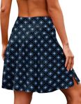 COOrun Skorts Skirts for Woman 20" Tennis Skirt with Shorts Athletic Golf Workout Skorts Pleated Sport Skirt Blue Pattern L