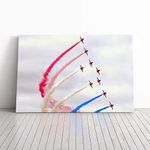 Big Box Art Canvas Print Wall Art Red Arrows RAF Airshow 2 | Mounted and Stretched Box Frame Picture | Home Decor for Kitchen, Living, Dining Room, Bedroom, Hallway, Multi-Colour, 20x14 Inch