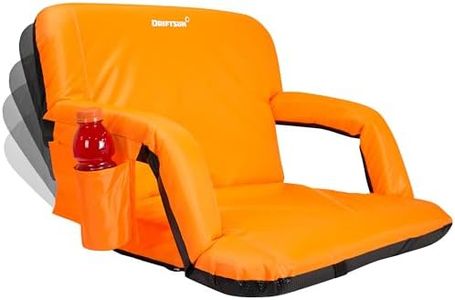 Driftsun Extra Wide Deluxe Stadium Seat Reclining Bleacher Chair Folding Back/Sport Chair Reclines Perfect Bleachers, Lawns Backyards (Expanded Width - Orange)