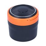 Car Ashtray Stainless Steel Container Smokeless Blue LED Light with Builtin Battery Fit Universal (Orange)