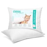 Nestl Toddler Pillow - Pack of 2 Baby Pillows - Organic Cotton Kids Pillow for Sleeping - Soft Kids Travel Pillow - Perfect Toddler Bed Pillow -33 x 45 cm,White