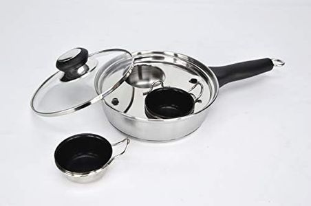 2 Cups Egg Poacher Pan - Stainless Steel Poached Egg Cooker – Perfect Poached Egg Maker – Induction Cooktop Egg Poachers Cookware Set with 2 Nonstick Large PFOA FREE Egg Poacher Cups