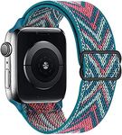 Stretchy Solo Loop Strap Compatible with Apple Watch Bands 38mm 40mm 42mm 44mm ,Adjustable Stretch Braided Sport Elastics Weave Nylon Women Men Wristband Compatible with iWatch Series 6/5/4/3/2/1 SE,Green Arrow,38/40mm