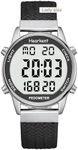 Hearkent Women Pedometer Watch-Step Tracker with Calories Counter-LCD Large Numbers-30M Waterproof-Pedometer Watch Step Counter for Walking(Black)