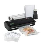 FoodSaver Vacuum Sealing Machine Starter Kit with Vacuum Seal Storage Bags and Rolls | Black | FM2010