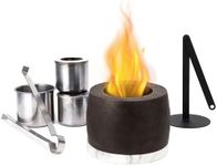 TRIROCKS Round Black Concrete Tabletop Fire Pit Fire Bowl Sleek Portable Rubbing Alcohol Tabletop Fireplace for Outdoor Indoor Garden Balcony Living Room Dining Table