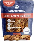 Pawstruck Natural 5-7” Beef Collagen Braids for Dogs - Healthy Long Lasting Alternative to Traditional Rawhide & Bully Sticks Chew Treats w/Chondroitin & Glucosamine - 5 Count - Packaging May Vary