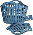 B BIBYKIVN Collapsible Laundry Basket-Large Plastic Laundry Basket,Space-Saving Design,Foldable Laundry Basket for Easy Storage,Portable and Convenient Ideal for Home and Travel Use (Blue, 2 pack)