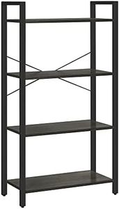 Vasagle Bookshelf, 4-Tier Shelving Unit, Bookcase, Book Shelf, 11.8 x 25.9 x 47.2 Inches, for Home Office, Living Room, Charcoal Gray and Black