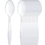 Generic Pack of 50 Heavy Duty Clear Plastic Spoons, Reusable and Washable Spoons Perfect for Picnics, Parties, Tableware and Dinnerware by W&H Enterprises