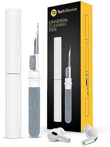 AirPod Cleaning Kit - 3-in-1 Airpod Cleaner for AirPods, Airpods Pro, Earbuds, Earphones, iPhone, Charging Case. Tech Revive Next Gen Cleaning Kit with Metal Tip, Sponge and Brush - White.
