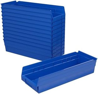Akro-Mils 30138 Plastic Containers for Organizing and Storage Bins for Closet, Kitchen Cabinet, or Pantry Organization, 18-Inch x 6-1/2-Inch x 4-Inch, Blue, 12-Pack