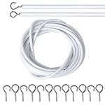 AvoDovA Curtain Wire and Hooks Set, 5M White Net Curtain Wire with 6 Eye Hooks and 6 Hooks for Net Curtain Rods