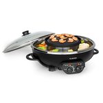 Klarstein Hot Pot and Grill Plate - Hot Pot Cooker, Electric Pot, Volume: 5 L, HotPot: 1350 W / 38 cm Ø, Grill Plate: 600 W / 22 cm Ø, Aluminium Heating Element, 2-in-1, Black