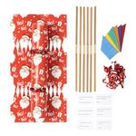 evelay Make Your Own Christmas Cracker Kit Crackers Hats Snaps Jokes Rose Party Favours 12 Pieces Santa hohoho