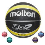 Molten GR Basketball, Indoor/Outdoor, Premium Rubber, Size 7, Impact Colour Black/Yellow, Suitable For Boys age 14 & Adult (BGR7-KY)