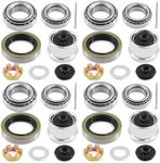 Jeemiter l44649 L68149 Trailer Bearing Kit, 3500LB Boat Trailer Axle Bearings Kits,Spindle Nuts, 1.98" Dust Covers and Rubber Plugs, Cotter Pins,Washers for #84 Spindle - 4 Sets