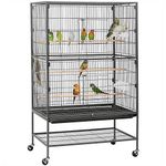 Yaheetech 132cm Large Parrot Bird Cage for Cockatiel Lovebird Durable Frame With Perch Stand and Wheels Black