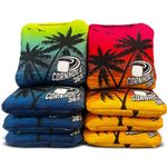 Cornhole365 Themed Cornhole Bags - All-Weather, Heavy-Duty, Resin Filling, Double-Stitched Duck Cloth - Professional Corn Hole Bean Bags for Indoor & Outdoor Use - Beach and Palm Trees - Set of 8