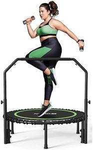 BCAN 450 LBS Foldable Mini Trampoline, 40" Fitness Trampoline with Adjustable Handle Bar, Bungees, Stable & Quiet Exercise Rebounder for Kids Adults Indoor/Garden Workout-Green