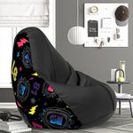 ComfyBean Bag with Beans Filled 5XL- Official: MTV Bean Bags - Max User Height : 6-6.5 Ft. - Weight : 99-110 Kgs(Model: MTV_Artwork-7 - Black)