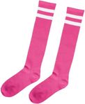 Amscan Standard Knee High Socks with White Stripes, Pink