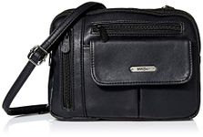 MultiSac Women's Zippy Triple Compartment Crossbody Bag Cross Body, Black (Vintage Nappa), One Size