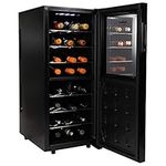 Koolatron 24 Bottle Dual Zone Wine Cooler, Black Thermoelectric Wine Fridge, 2.4 cu. ft (68L), Freestanding Wine Cellar, Red, White, Sparkling Wine Storage for Home Bar, Kitchen, Apartment, Condo