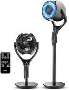 Candy Standing Fan for Bedroom, 90° & 120° Oscillating Pedestal Fan, 3 Heights Adjustable Floor Fan with Brushless DC Motor, 12 Speeds, 3 Modes, Night Light, 12H Timer, Remote for Home, Dorm, Office