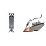 Ergo Mint Prozone Ironing Board 122 x 38cm & Breville DiamondXpress Steam Iron |3100 W | 200G Steam Shot | Multi-Directional Diamond Ceramic Soleplate | 400 ml Water Tank | White & Rose Gold [VIN401]