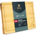 ROYAL CRAFT WOOD Bamboo Wooden Cutting/Chopping Board with Juice Groove for Meat, Vegetables, Fruit and Cheese, Charcuterie Serving Tray (XXL, 20 x 14")