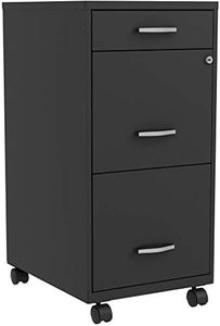 Lorell LYS SOHO Box/File/File 3-Drawer Mobile File Cabinet, Black, 14.3" x 18" x 29.5"