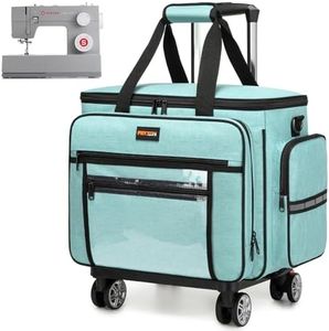 PRYXON Sewing Machine Case with Wheels - Detachable Rolling Sewing Machine Case Fits Most Standard Sewing Machines And Storage Sewing Accessories, For Singer, Brother, Janome, Teal
