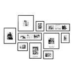 ArtbyHannah 10 Pieces Black & White Large Gallery Wall Frame Set, with Wood Frames and Family Photo Prints Collage for 14 Pic Hanging and Living Room Decoration, Multi-Size