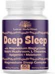 Natural Sleep Aid with Magnesium Glycinate 500mg Reishi Mushroom 350mg L-Theanine 300mg Apigenin 50mg Melatonin 3mg - Magnesium Sleep Supplement for Sleep Support, Deep Sleep - 60 Capsules Made in USA