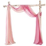 HOMEIDEAS Sheer Window Scarfs 30 x 216 Inches Long Sheer Valance Scarf Wedding Arch Drapes Scarf Curtains Voile Scarf Valance Window Treatment Swags Drapes for Living Room,Blush & Dusty Rose,Set of 2