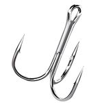 Silver Treble Fishing Hook Triple Barbed Hook Strong Round Bend Treble Hooks, 100PCS Wide Gap High Carbon Steel Hooks for Lures Baits Size 1#-14# Sliver