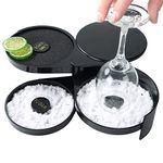 NATGAI 3-Tier Bar Glass Rimmer Bartender Tool, Margarita Salt Rimmer with Sponge, 3-Tray Black Plastic Glass Rimming for Cocktails Margaritas Bloody Marys and Gimlets