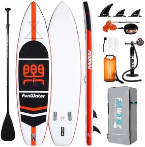 FunWater SUP Inflatable Stand Up Paddle Board 11'x33''x6'' Ultra-Light Paddleboard with ISUP Accessories,Fins,Adjustable Paddle, Pump,Backpack, Leash, Waterproof Bag