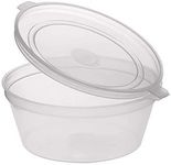 Sabco - Clear Round Hinged Pots with Lids - Deli Pots - Perfect for Takeaways, Restaurants - Chutney, Ketchup Container & Hinged Sauce Pots (100, 4oz)