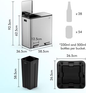 VonHaus 60L Double Recycling Bin – Dual Compartment Waste Separator
