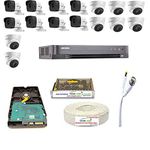 HIKVISION Full HD 5MP Wired Cameras Combo KIT 16CH HD DVR+ 8 Bullet Cameras + 8 Dome Cameras+2TB Hard DISC+ Wire ROLL +Supply & All Required Connectors