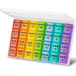 Pill Boxes 7 Day 4 Times a Day, Weekly Tablet Organiser Large Daily Pill Box Organiser 7 Day Travel Dosette Box with 28 Copartments, 7day Medication Organizer for Vitamins Pillbox (White-Extra Large)