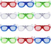The Twiddlers - 12 LED Glow in The Dark Light Up Glasses - 3 Flashing Modes, 4 Colours, Perfect Glow Stick, Party Bag Fillers for Kids, Festival Dance Rave Party